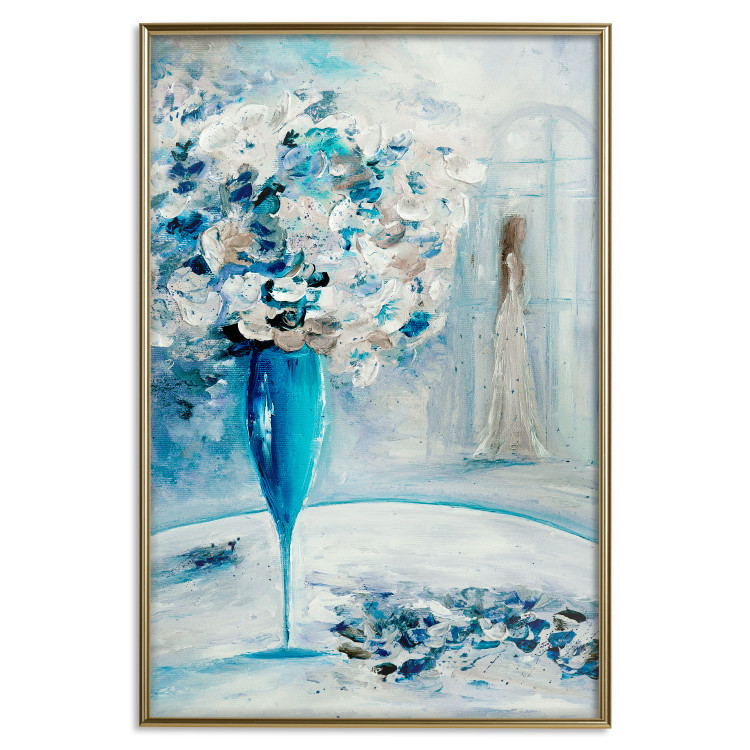 Poster Bouquet of Hope - flowers in a vase and a woman in a blue composition 136040 additionalImage 2