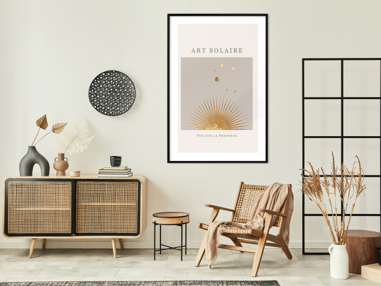 Poster Sunny Art - golden sun and dark text in scandi boho style 136540 additionalImage 26