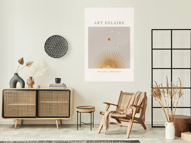 Poster Sunny Art - golden sun and dark text in scandi boho style 136540 additionalImage 6