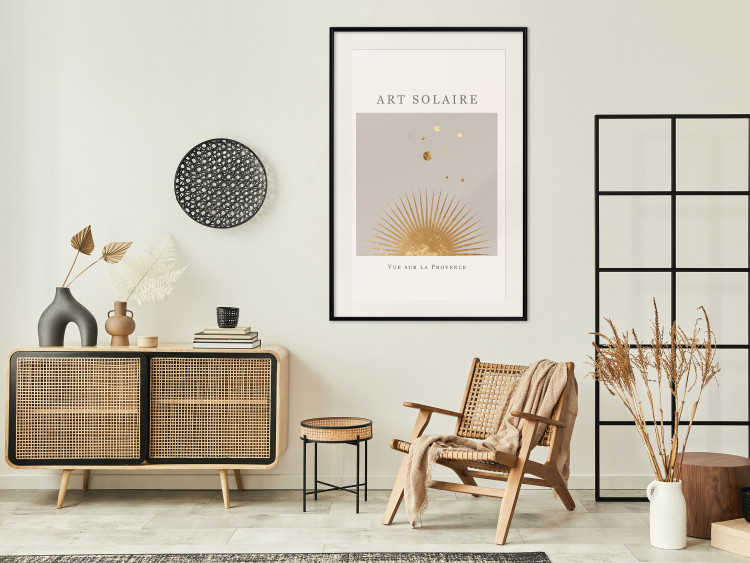 Poster Sunny Art - golden sun and dark text in scandi boho style 136540 additionalImage 25