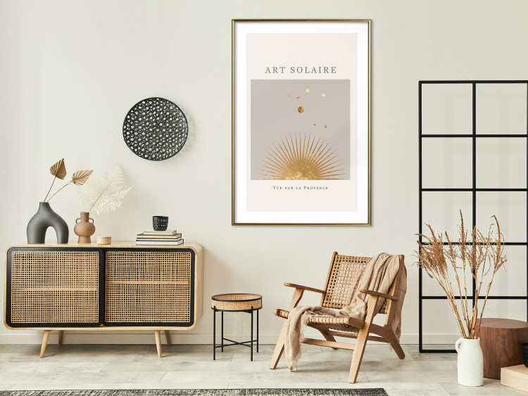 Poster Sunny Art - golden sun and dark text in scandi boho style 136540 additionalImage 27