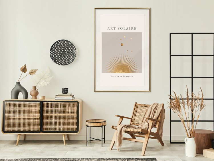 Poster Sunny Art - golden sun and dark text in scandi boho style 136540 additionalImage 22