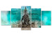 Canvas Print Turquoise Meditation (5-piece) wide - Buddha figure in Zen style 138540