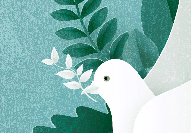Canvas Art Print Peace Dove (1-piece) Vertical - white bird and green plants 142440 additionalImage 4