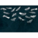 Wall Mural In flight - white feathers carried by the wind on a dark blue background with pattern 142640 additionalThumb 1