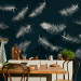 Wall Mural In flight - white feathers carried by the wind on a dark blue background with pattern 142640 additionalThumb 6