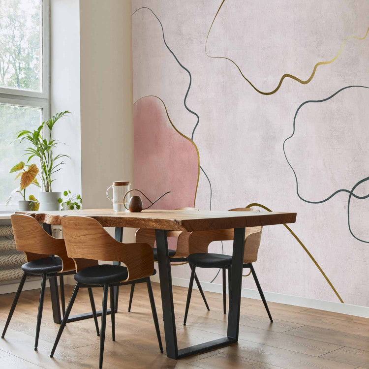 Wall Mural Soothing abstraction - composition of streamlined shapes on a pink background 143940 additionalImage 7