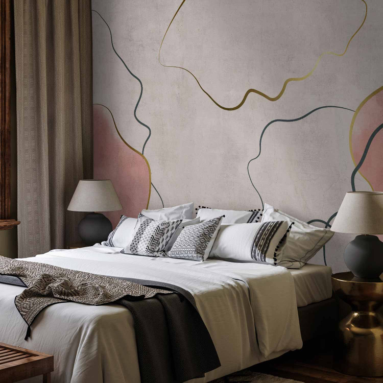 Wall Mural Soothing abstraction - composition of streamlined shapes on a pink background 143940 additionalImage 2