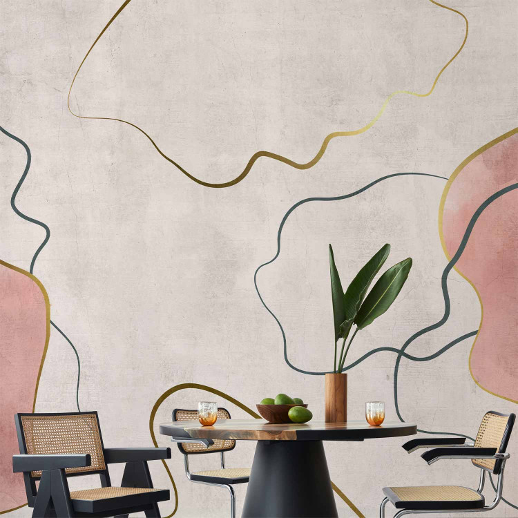 Wall Mural Soothing abstraction - composition of streamlined shapes on a pink background 143940 additionalImage 6