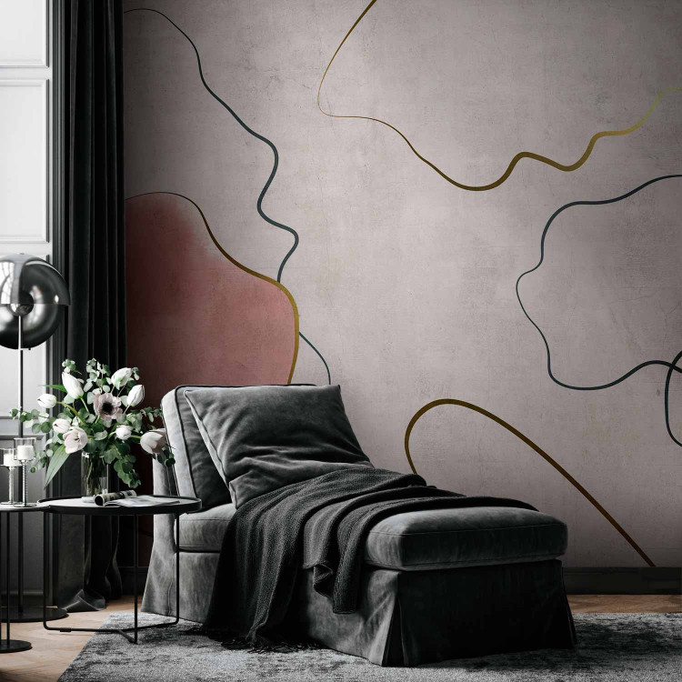 Wall Mural Soothing abstraction - composition of streamlined shapes on a pink background 143940