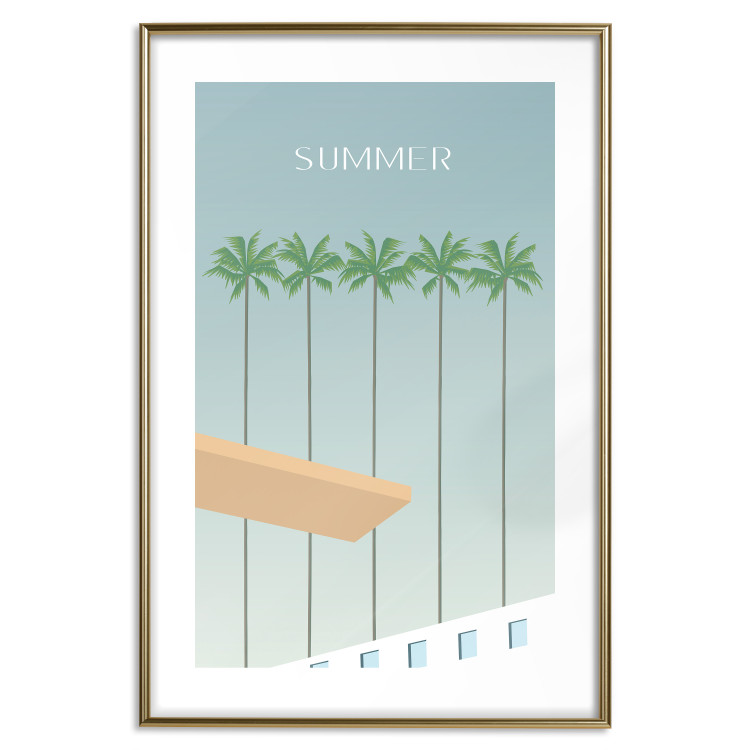 Wall Poster Summer Sun - Retro Style Holiday Artwork With Palm Trees by the Pool 144340 additionalImage 24
