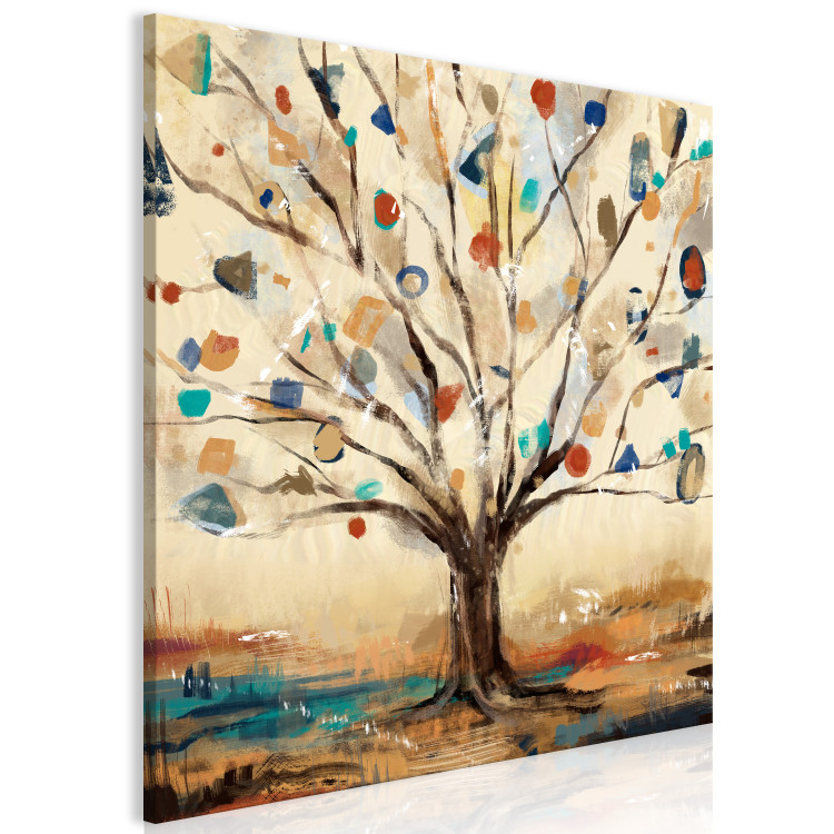 Canvas Abstract Tree (1-piece) - painted with warm nature colors 145140 additionalImage 2
