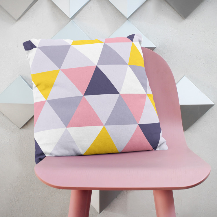 Decorative Microfiber Pillow Colourful mosaic - a geometric composition of triangles cushions 146840 additionalImage 2
