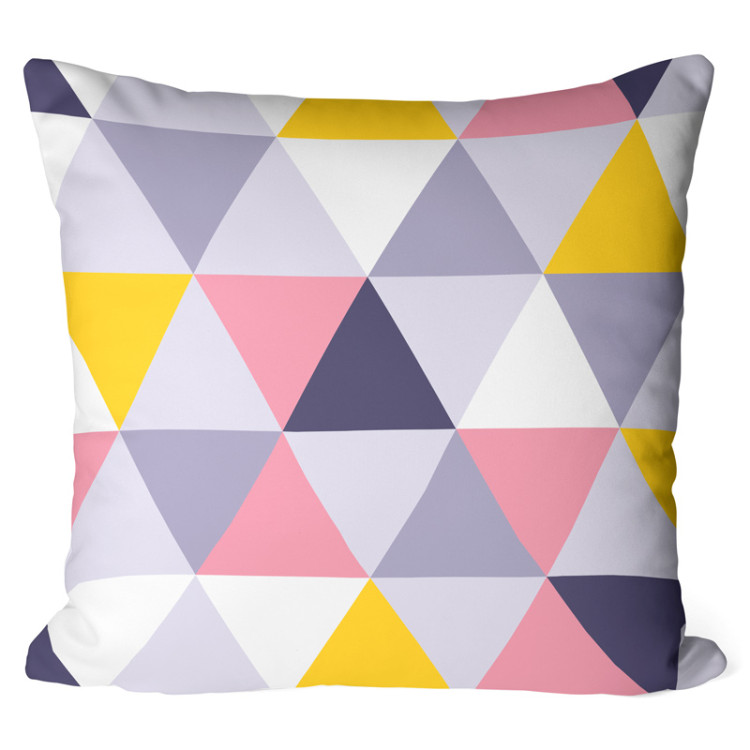 Decorative Microfiber Pillow Colourful mosaic - a geometric composition of triangles cushions 146840