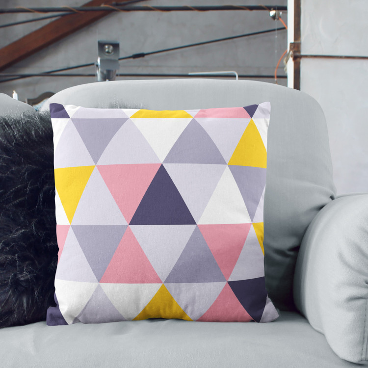Decorative Microfiber Pillow Colourful mosaic - a geometric composition of triangles cushions 146840 additionalImage 6