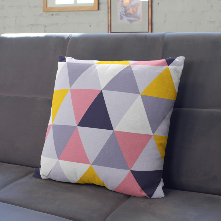 Decorative Microfiber Pillow Colourful mosaic - a geometric composition of triangles cushions 146840 additionalImage 4
