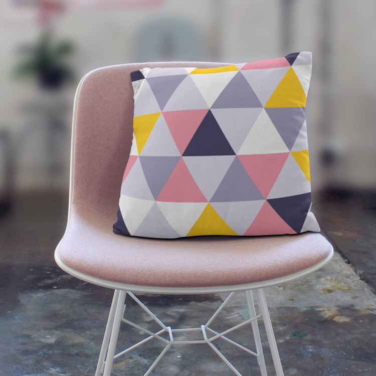 Decorative Microfiber Pillow Colourful mosaic - a geometric composition of triangles cushions 146840 additionalImage 5