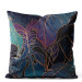 Decorative Velor Pillow Botanical aurora - an exotic, golden composition of leaves and montera 147040