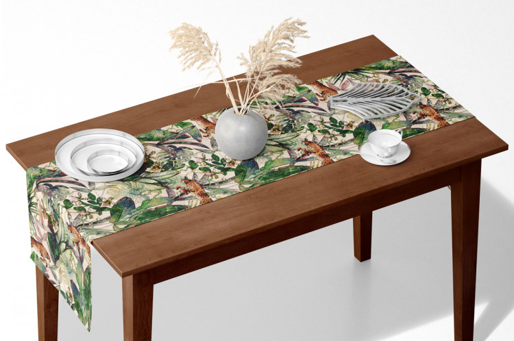 Table Runner Savannah parchment - tropical vegetation, cheetahs on beige background 147240 additionalImage 6