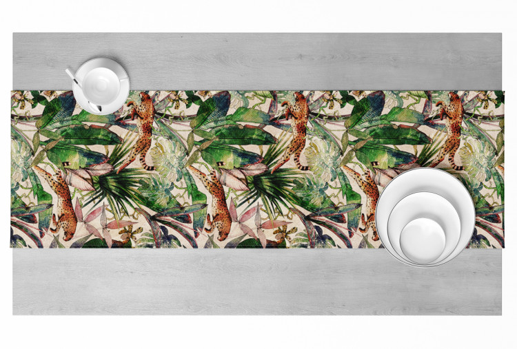 Table Runner Savannah parchment - tropical vegetation, cheetahs on beige background 147240 additionalImage 3
