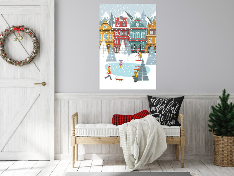 Wall Poster Winter Town - Tenement Houses and an Ice Rink in a Festive Atmosphere 148040 additionalImage 14