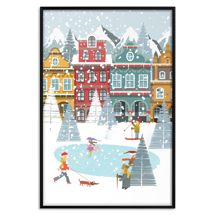 Wall Poster Winter Town - Tenement Houses and an Ice Rink in a Festive Atmosphere 148040 additionalImage 22