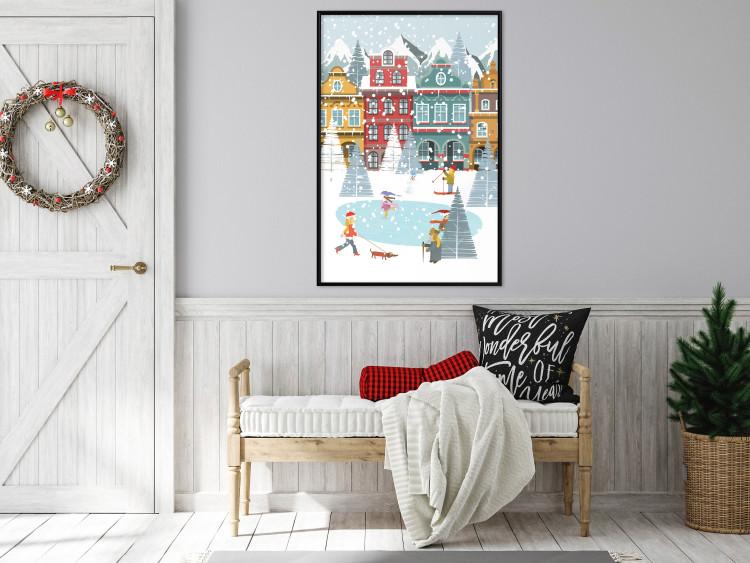 Wall Poster Winter Town - Tenement Houses and an Ice Rink in a Festive Atmosphere 148040 additionalImage 11