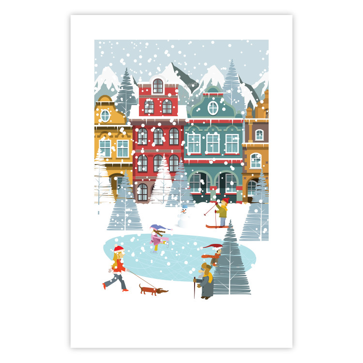 Wall Poster Winter Town - Tenement Houses and an Ice Rink in a Festive Atmosphere 148040 additionalImage 20