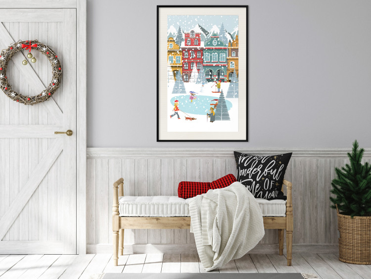 Wall Poster Winter Town - Tenement Houses and an Ice Rink in a Festive Atmosphere 148040 additionalImage 16