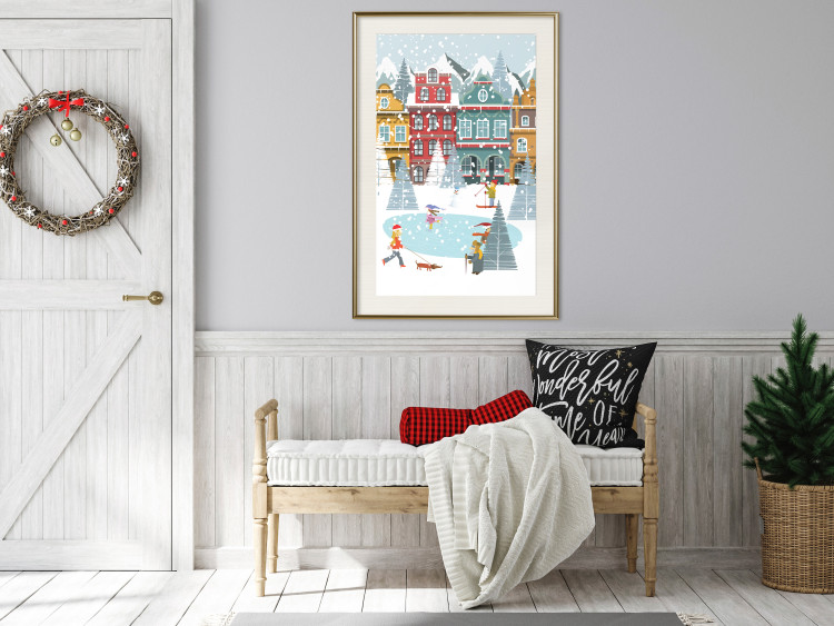 Wall Poster Winter Town - Tenement Houses and an Ice Rink in a Festive Atmosphere 148040 additionalImage 15