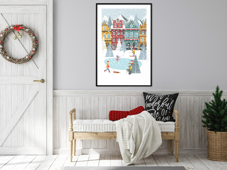 Wall Poster Winter Town - Tenement Houses and an Ice Rink in a Festive Atmosphere 148040 additionalImage 17