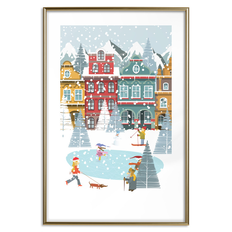 Wall Poster Winter Town - Tenement Houses and an Ice Rink in a Festive Atmosphere 148040 additionalImage 25