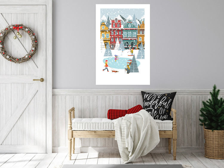Wall Poster Winter Town - Tenement Houses and an Ice Rink in a Festive Atmosphere 148040 additionalImage 12