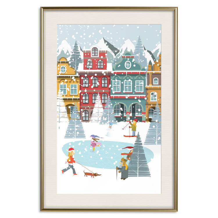 Wall Poster Winter Town - Tenement Houses and an Ice Rink in a Festive Atmosphere 148040 additionalImage 26