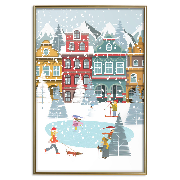 Wall Poster Winter Town - Tenement Houses and an Ice Rink in a Festive Atmosphere 148040 additionalImage 23