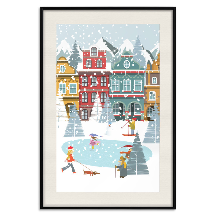 Wall Poster Winter Town - Tenement Houses and an Ice Rink in a Festive Atmosphere 148040 additionalImage 27