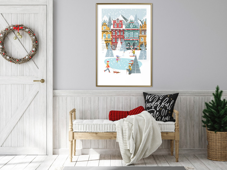 Wall Poster Winter Town - Tenement Houses and an Ice Rink in a Festive Atmosphere 148040 additionalImage 18