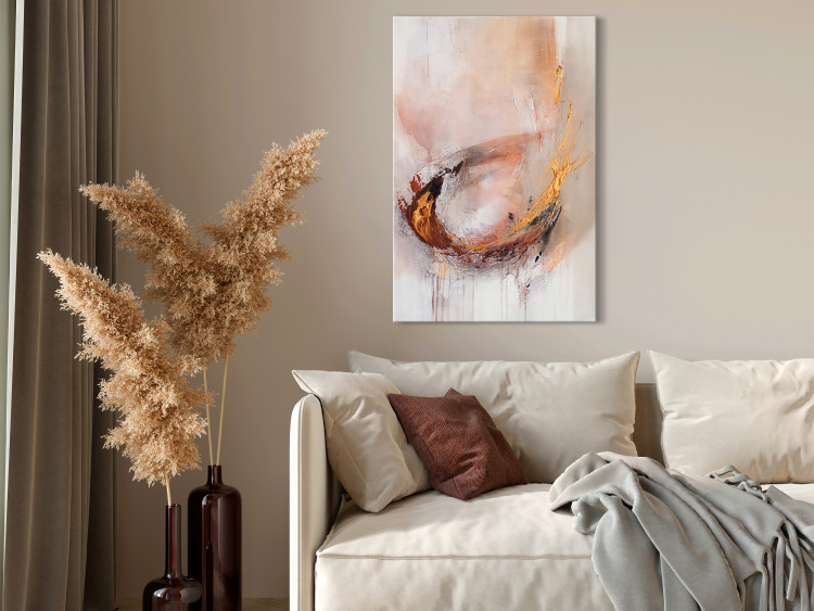 Canvas Painted Abstraction - Light Beige Composition With an Accent of Gold and Bronze 148440 additionalImage 3