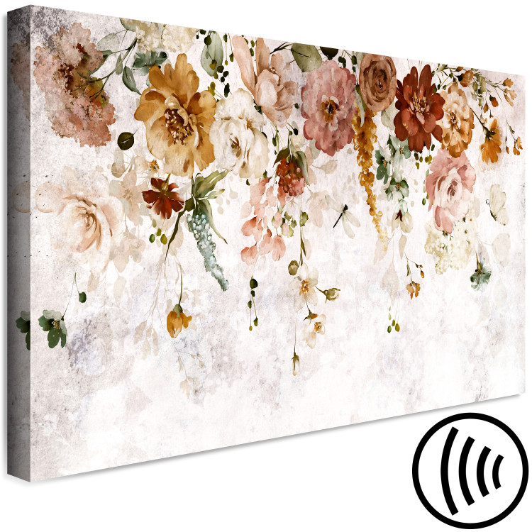 Canvas Watercolor Flowers (1-piece) - colorful plants and light pink background 148840 additionalImage 6