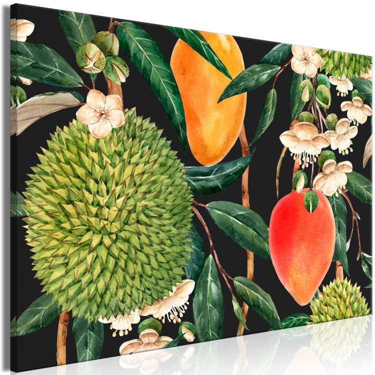 Canvas Print Exotic Fruits (1-piece) - tropical plants on a black background 149640 additionalImage 2