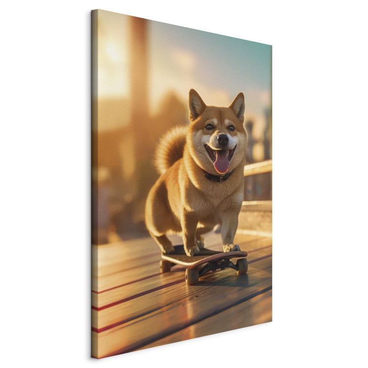 Canvas AI Shiba Dog - Smiling Animal on Skateboard at Sunset - Vertical 150140 additionalImage 2