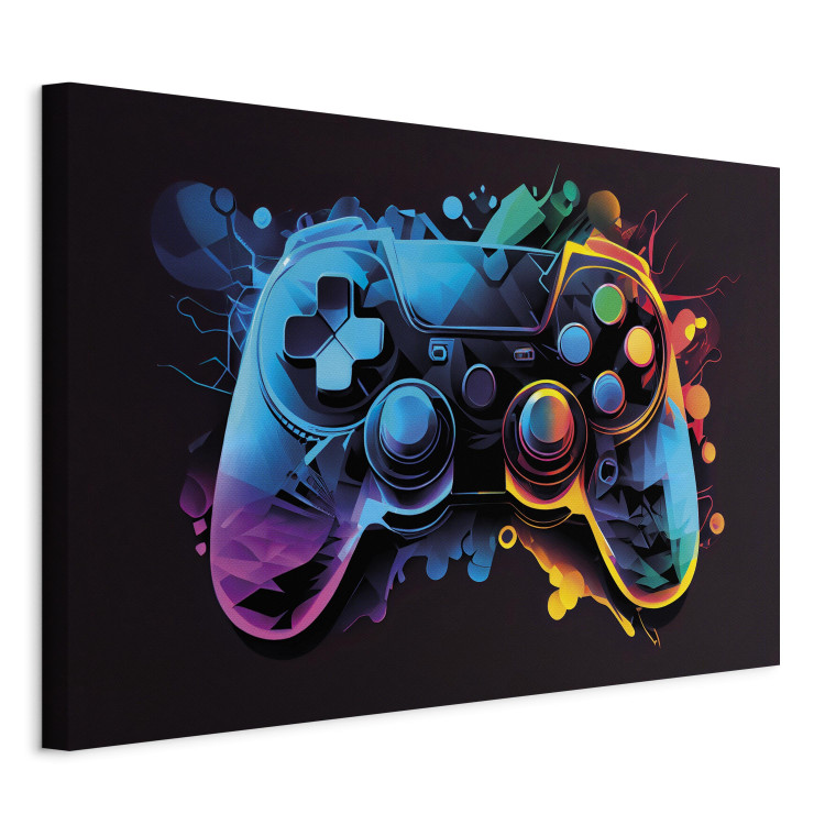 Large canvas print Colorful Gameplay - Game Controller in Multi-Colored Backlight [Large Format] 150840 additionalImage 2