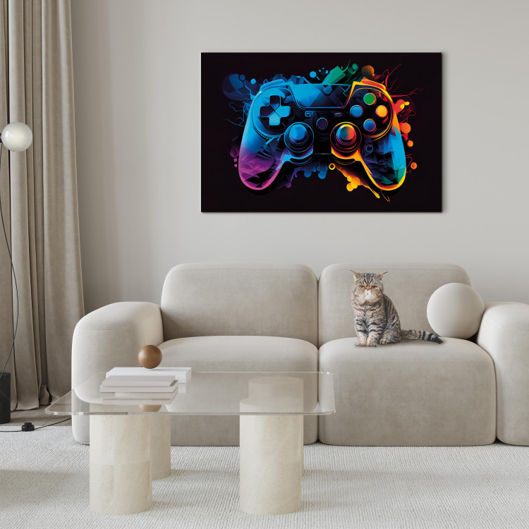 Large canvas print Colorful Gameplay - Game Controller in Multi-Colored Backlight [Large Format] 150840 additionalImage 5