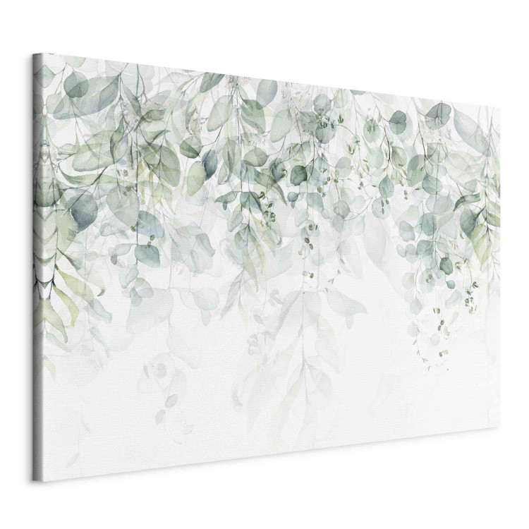 Canvas Delicate Touch of Nature - Plants in Pastel Delicate Greens on a White Background 151040 additionalImage 2