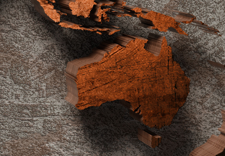 Large canvas print Copper Map of the World - Orange Outline of Countries on a Gray Background [Large Format] 151240 additionalImage 3