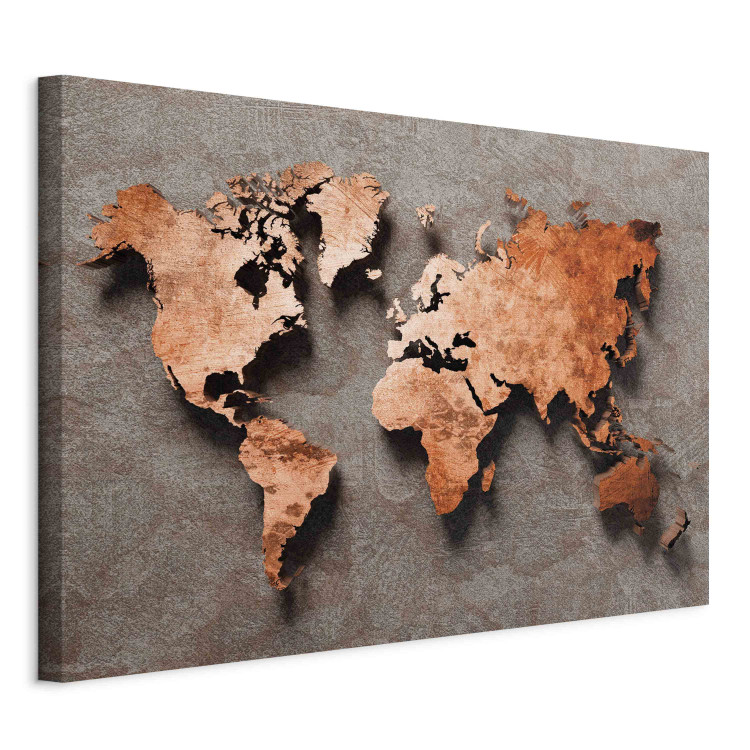 Large canvas print Copper Map of the World - Orange Outline of Countries on a Gray Background [Large Format] 151240 additionalImage 2