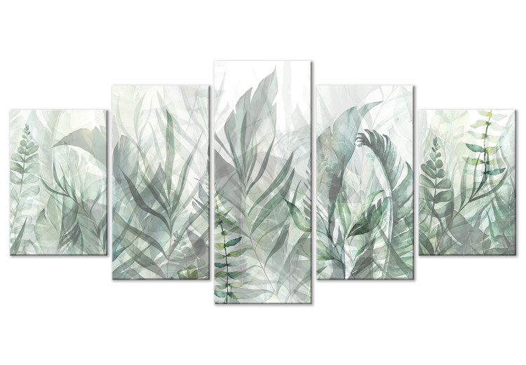 Canvas Print Wild Meadow - Lush Vegetation Intermingled on a White Background 151440
