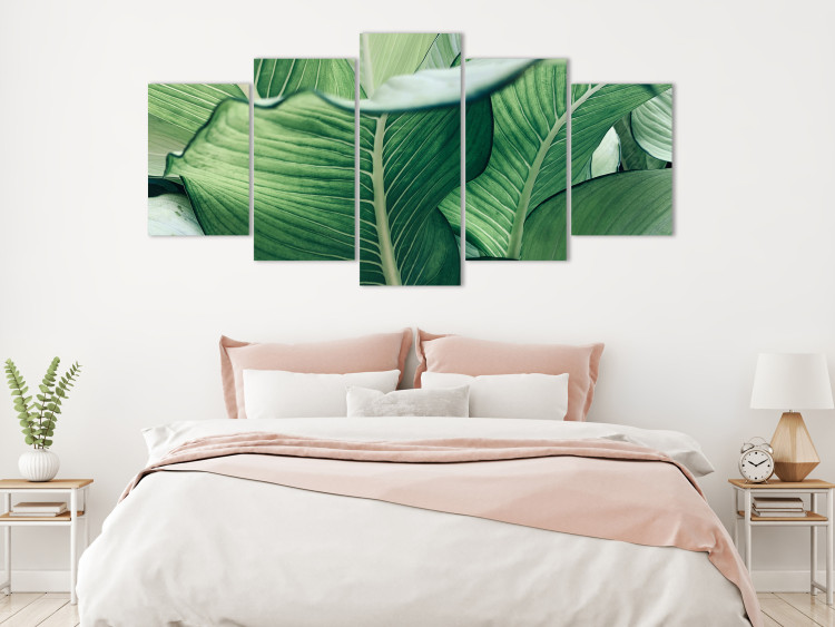 Canvas Art Print Luscious Nature - Large Leaves in Expressive Shades of Green 151840 additionalImage 3
