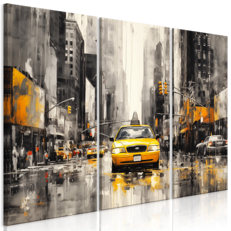 Canvas Art Print New York - Street Traffic and Iconic Yellow Taxis 151940 additionalImage 2