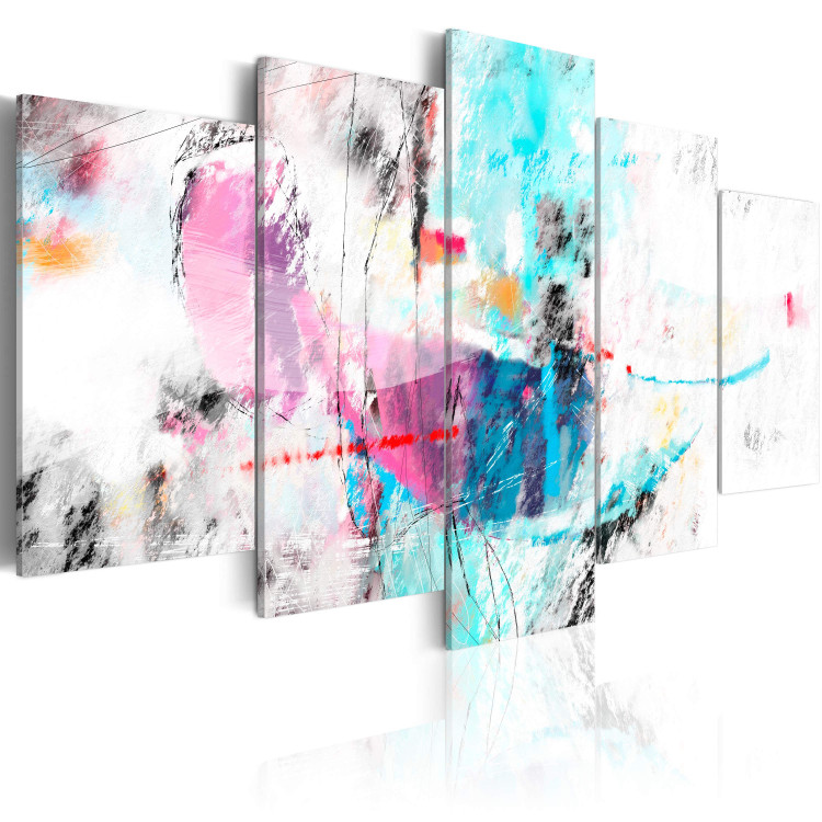 Canvas Art Print Madness of Colours in Delicacy (5-piece) - subtle abstraction with a wild wave of colours 47440 additionalImage 2